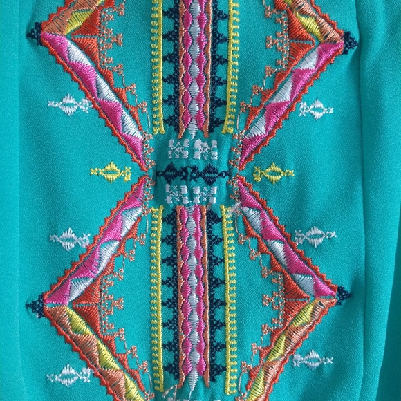 ‼️SOLD‼️ Gianni Bini Embroidered Turquoise Trendy Romper - Picture 15 of 16